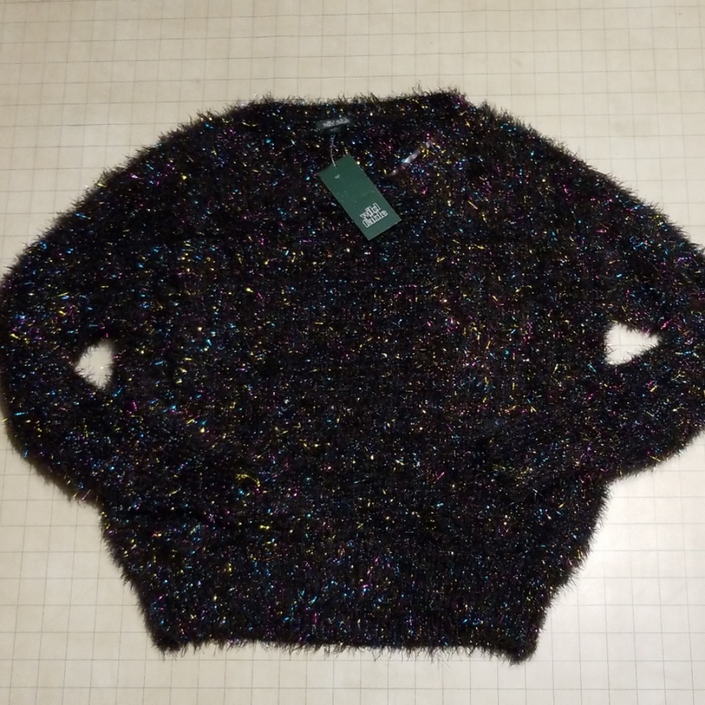 Wild Fable Black Rainbow Metallic Sweater - Picture 3 of 6